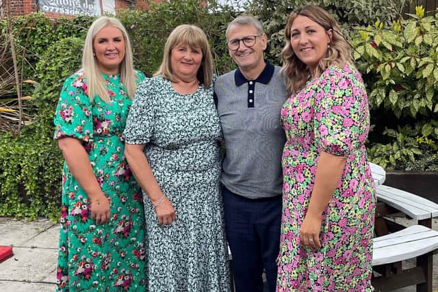 Terry with, left to right: daughter Nicola, wife Elaine and daughter Cara