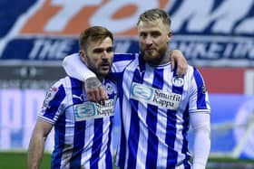 Stephen Humphrys and Callum McManaman celebrate Tuesday night's victory over Bolton