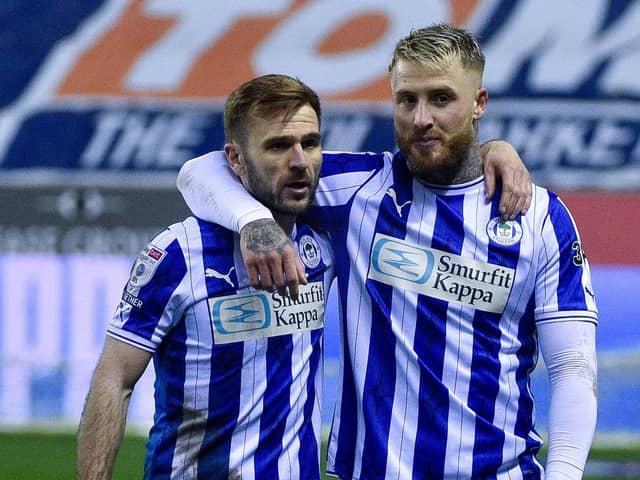 Stephen Humphrys and Callum McManaman celebrate Tuesday night's victory over Bolton