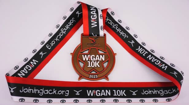 This is the medal participants will receive as they cross the finish line at the Wigan 10k 2023