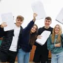Happy students celebrate their results at Standish Community High School.