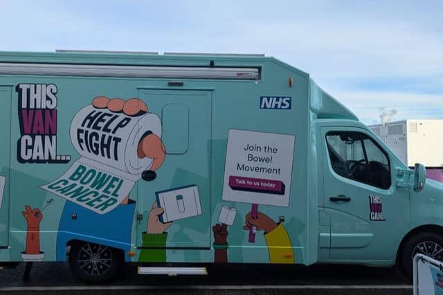 Look out for the bright blue bus, visiting Wigan to raise awareness about the signs and symptoms of bowel cancer.