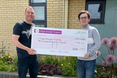 Kevin Jones and son Jacob donated £905 to Wigan and Leigh Hospice