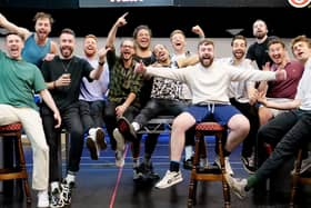 Owen Bolton, (fifth from right), is starring in the West End production of Choir to Man