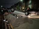 The car was badly damaged in the crash on Charles Street, Golborne