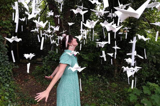 Louise Fazackerley with the paper birds