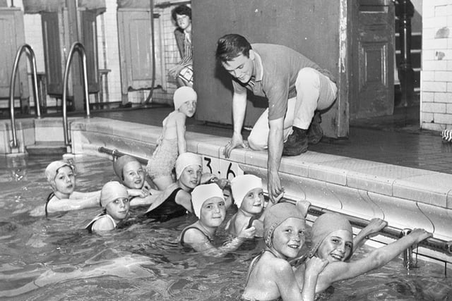 Young swimmers at the old Wigan baths in the 1960s.