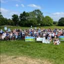 Protesters at Astley before their march to Boothstown