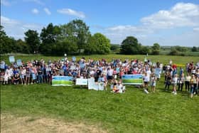 Protesters at Astley before their march to Boothstown