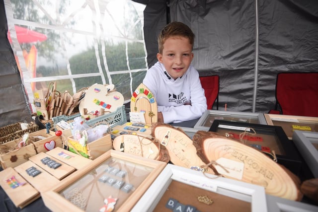 Ten-year-old Leon Chapman at his stall Crafty Little Things