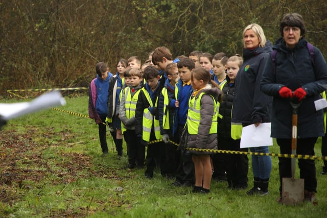 Borsdane Wood and Rayner Park Friends Group were joined by pupils from Castle Hill St Philip's CE Primary School and members of the the community at a celebration tree planting event at Rayner Park, Hindley. The 100th anniversary since the council first planted 900 trees in Rayner Park in 1924.