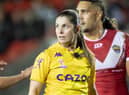 Kasey Badger made history by being the first female referee in a Rugby League World Cup game