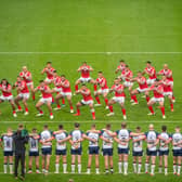 Tonga performing the Sipi Tau before kick off at the John Smith's Stadium