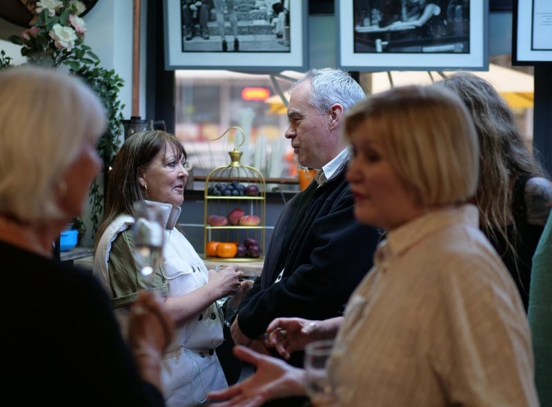 From left: Janey Campbell (Tea Amantes) and David Simper (Blackpool Social Club) at the opening night of Stagefright, a new street photography exhibition at Tea Amantes in Blackpool.