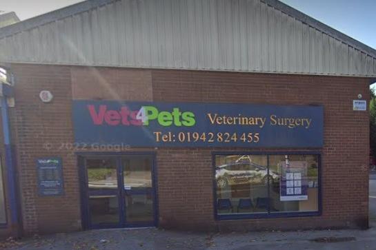 Vets4Pets, on Woodhouse Lane, Wigan, was rated 4.6 out of 5 from 664 reviews