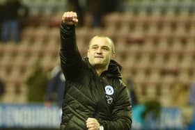 Shaun Maloney thanks the fans after Latics' dramatic victory over Wycombe