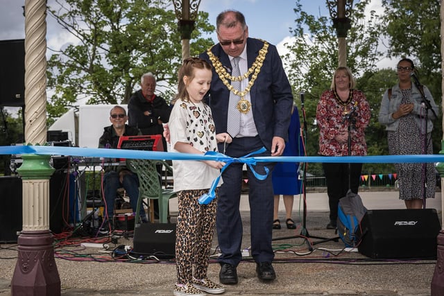 Molly opening the carnival with the Mayor of Wigan Coun Kevin Anderson
