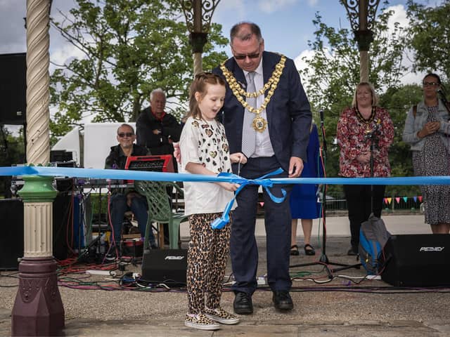 Molly opening the carnival with the Mayor of Wigan Coun Kevin Anderson