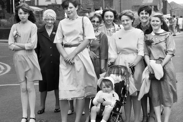 Ladies of Hindley Independent Methodist Church at the Hindley combined walking day on Sunday 12th of June 1983.