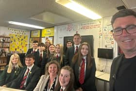 Labour leader Andy Burnham at St Edmund Arrowsmith Catholic High School