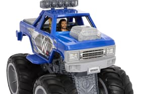 Coming with eight breakaway pieces and real rollign wheels, this WWE Mosnter Truck is only available at Smyths Toys