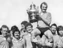 Orrell Rugby Union club captain Des Seabrook chaired by team-mates holds aloft the Lancashire Rugby Union Challenge Cup after beating Liverpool 16-0 at Waterloo on Sunday 16th of April 1972.  Orrell were the first team to win the trophy when it was resurrected after being mothballed 75 years earlier.