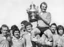 Orrell Rugby Union club captain Des Seabrook chaired by team-mates holds aloft the Lancashire Rugby Union Challenge Cup after beating Liverpool 16-0 at Waterloo on Sunday 16th of April 1972.  Orrell were the first team to win the trophy when it was resurrected after being mothballed 75 years earlier.
