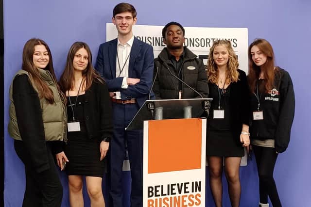 Winstanely College students at the Believe in Business festival event.