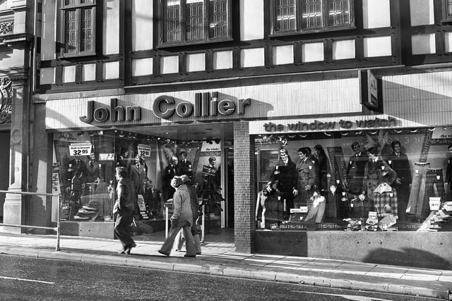 John Collier menswear shop on Standishgate in the 1970s.