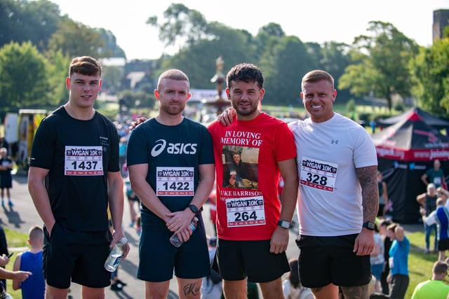 The 10th annual Wigan 10k, Mesnes Park Wigan. Pictured; (From Left to Right) David Naylor, Reece Slater, Jacob Browning, Kieren Fairhurst.