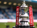 GILLINGHAM, ENGLAND - JANUARY 07: The FA Cup trophy during the Emirates FA Cup Third Round match between Gillingham and Leicester City at MEMS Priestfield Stadium on January 07, 2023 in Gillingham, England. (Photo by Alex Pantling/Getty Images)