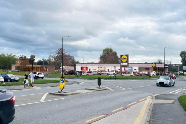 An artist's impression of how the new Lidl and Starbuck drive-thru in Platt Bridge would look