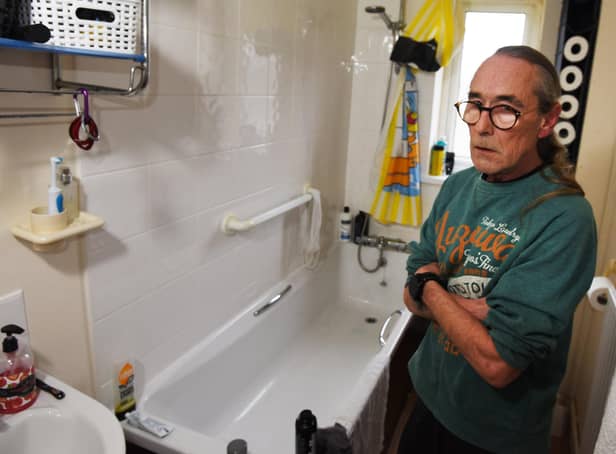 Donald Dickins from Bickershaw, lives in a Wigan Council property and has been waiting for a pipe fault to be fixed for over a year.