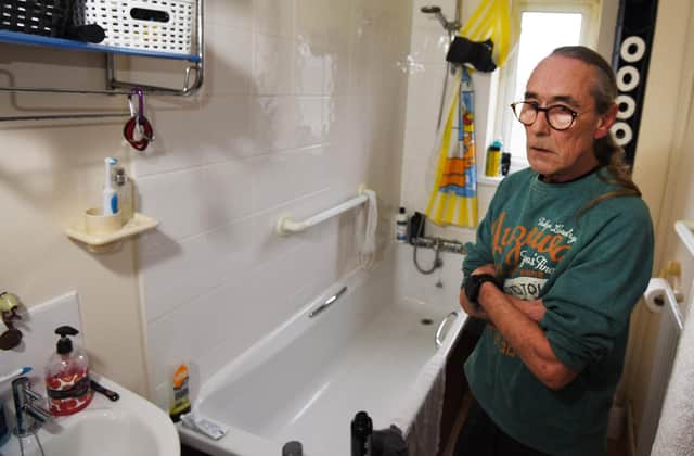 Donald Dickins from Bickershaw, lives in a Wigan Council property and has been waiting for a pipe fault to be fixed for over a year.