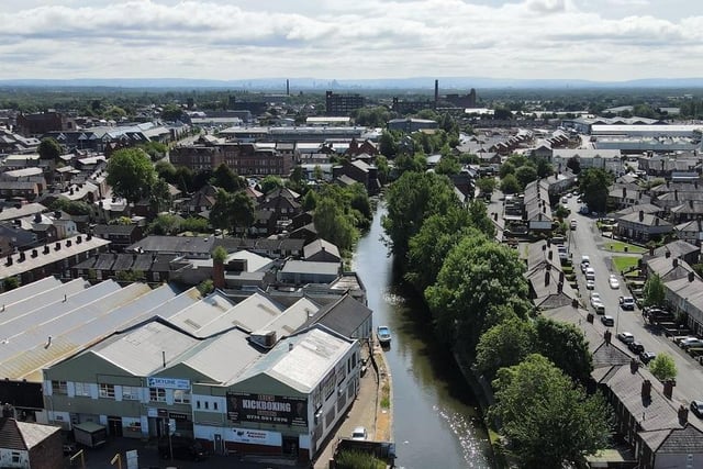 An aerial view of Leigh