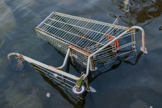 One of Wigan's many dumped shopping trolleys