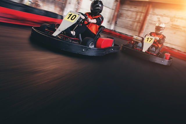Three Sisters Race Circuit in Ashton-in-Makerfield is brilliant for a race against your mates. Telephone 01942 719030