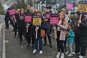 The picket line outside Wigan Infirmary today