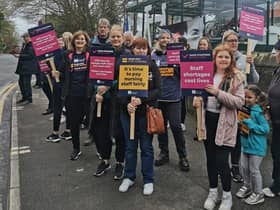 The picket line outside Wigan Infirmary today