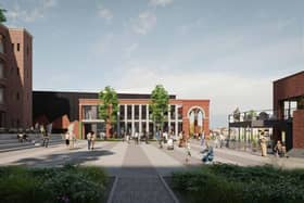 CGI view across the piazza of the leisure area at the proposed Eckersley complex in Wigan