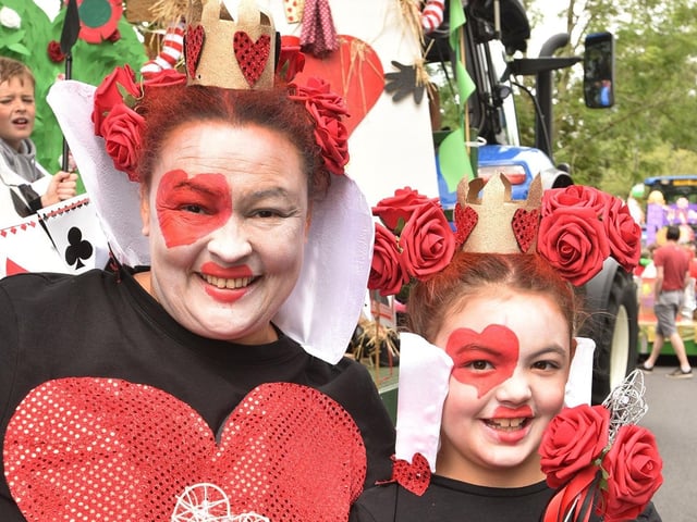 Fiona and Alex Casey as Queen of Hearts in the Newburgh Fair procession.