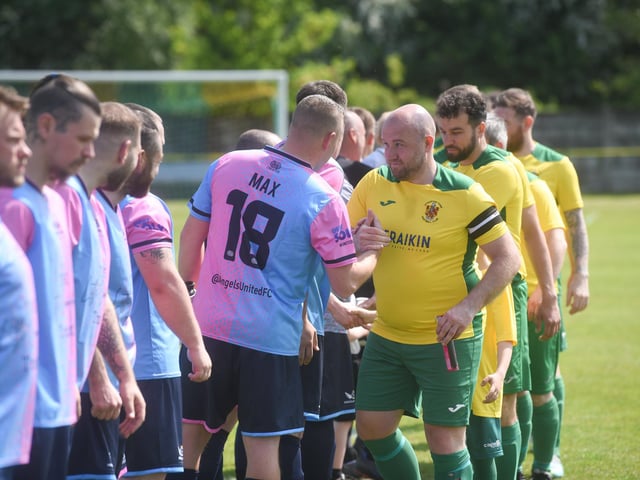 Charity football match between Holly's Hearts and Angels United at Atherton Town FC