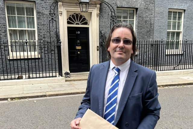Gareth Fairhurst took a petition to 10 Downing Street urging the Government not to house asylum seekers at Kilhey Court