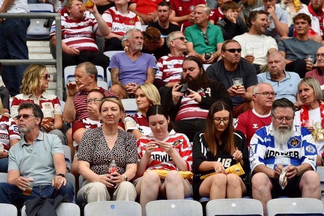 Wigan Warriors fans at the DW Stadium for the Challenge Cup quarter-final tie against Warrington Wolves.