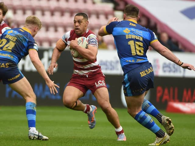 Willie Isa in action for Wigan Warriors against Wakefield Trinity.