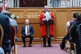 Greater Manchester Deputy Lieutenant Martin Ainscough and Mayor of Wigan Coun Kevin Anderson welcomes Wigan's new British Citizens as certificates were presented at the  monthly British Citizenship ceremony held at Wigan Town Hall.