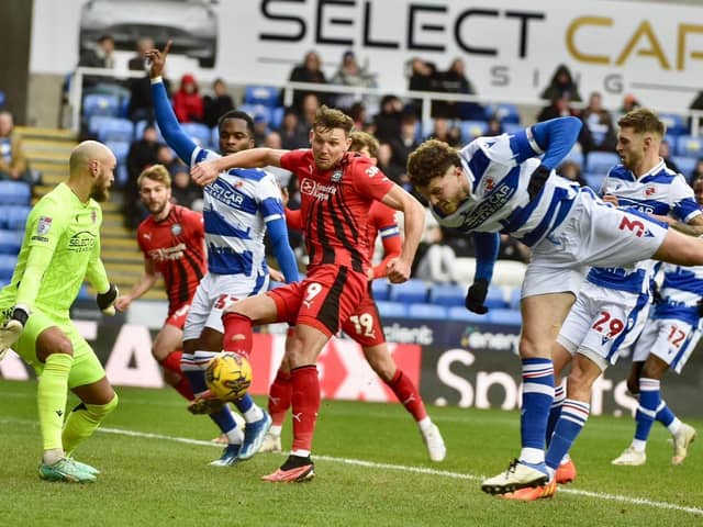 Charlie Wyke can't convert this first-half chance, before Reading took control and saw off Latics