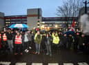 Solidarity picket line with striking workers at Arrow XL on Martland Mill Lane in Wigan.