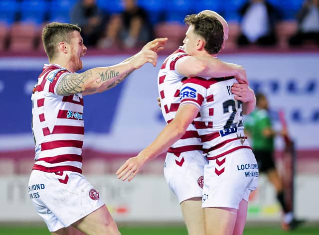 Wigan Warriors take on Leeds Rhinos at the DW Stadium
