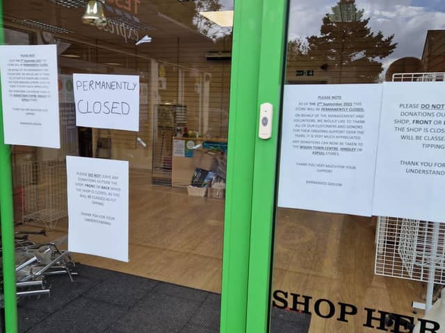 The notice on the shop window